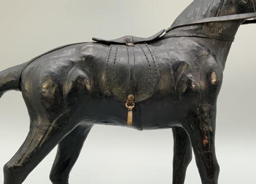 LIBERTY CO STYLE LEATHERBOUND HORSE SCULPTURE STATUE MIDCENTURY VINTAGE - ADDITIONAL PHOTO 8