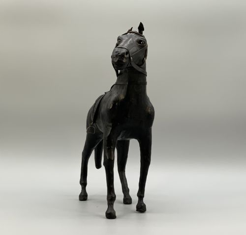 LIBERTY CO STYLE LEATHERBOUND HORSE SCULPTURE STATUE MIDCENTURY VINTAGE - ADDITIONAL PHOTO 10