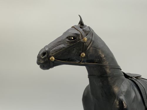 LIBERTY CO STYLE LEATHERBOUND HORSE SCULPTURE STATUE MIDCENTURY VINTAGE - ADDITIONAL PHOTO 11