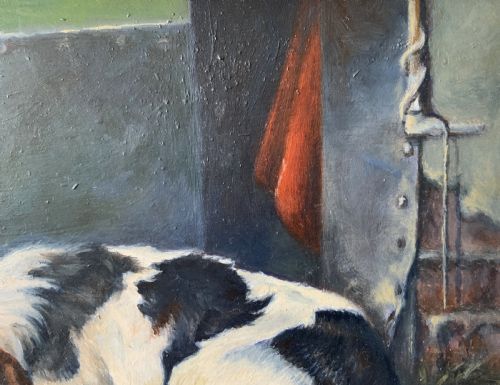SUPERB OIL PORTRAIT PAINTING OF A FOXHOUND DOG 'AWAITING HIS MASTER' CIRCA 1930 - ADDITIONAL PHOTO 10