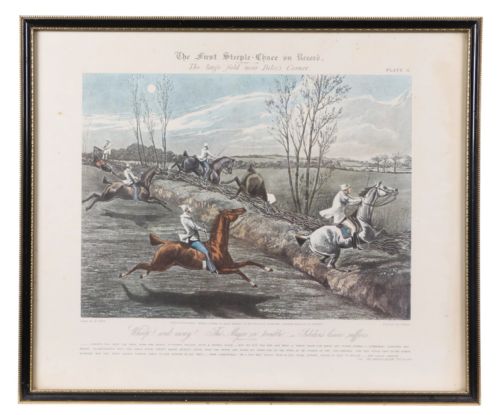 fig 2. Set of 4 Antique Sporting Engravings 19th-Century Hand-Coloured Horse Riding
