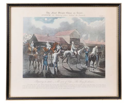 fig 3. Set of 4 Antique Sporting Engravings 19th-Century Hand-Coloured Horse Riding