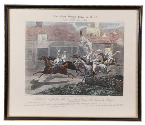 fig 5. Set of 4 Antique Sporting Engravings 19th-Century Hand-Coloured Horse Riding