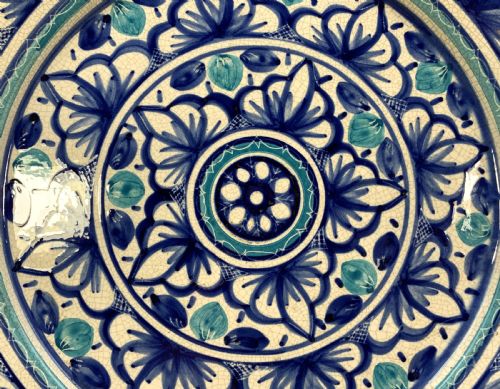 HUGE MOORISH STYLE CHARGER PLATE CONTINENTAL ANTIQUE DELFT FAIENCE BLUE WHITE - ADDITIONAL PHOTO 9