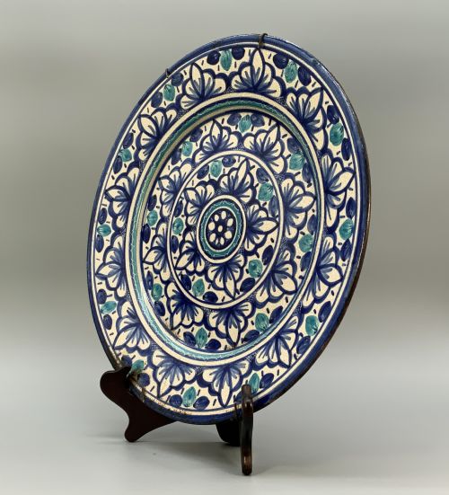 HUGE MOORISH STYLE CHARGER PLATE CONTINENTAL ANTIQUE DELFT FAIENCE BLUE WHITE - ADDITIONAL PHOTO 10