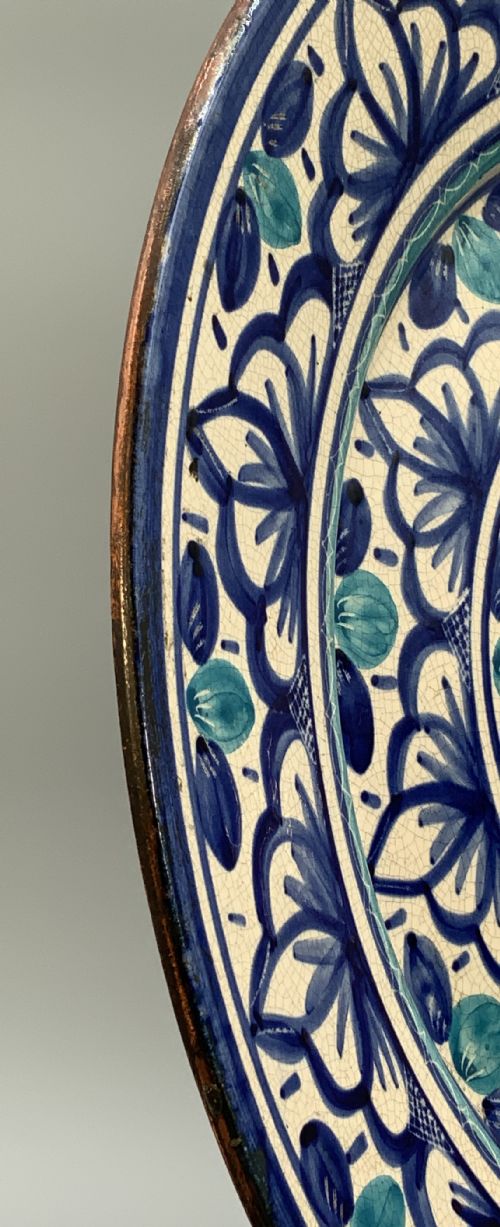 HUGE MOORISH STYLE CHARGER PLATE CONTINENTAL ANTIQUE DELFT FAIENCE BLUE WHITE - ADDITIONAL PHOTO 13