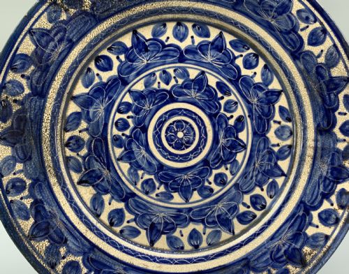 LARGE MOORISH STYLE CHARGER PLATE CONTINENTAL ANTIQUE DELFT FAIENCE BLUE WHITE - ADDITIONAL PHOTO 7