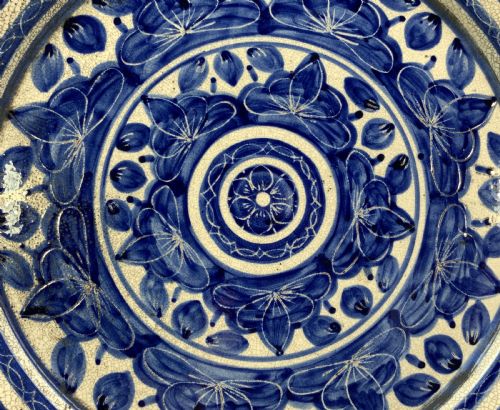 LARGE MOORISH STYLE CHARGER PLATE CONTINENTAL ANTIQUE DELFT FAIENCE BLUE WHITE - ADDITIONAL PHOTO 8