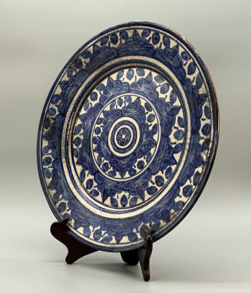 LARGE MOORISH STYLE CHARGER PLATE CONTINENTAL ANTIQUE DELFT FAIENCE BLUE WHITE - ADDITIONAL PHOTO 9