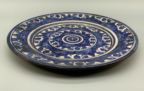 LARGE MOORISH STYLE CHARGER PLATE CONTINENTAL ANTIQUE DELFT FAIENCE BLUE WHITE - ADDITIONAL PHOTO 12