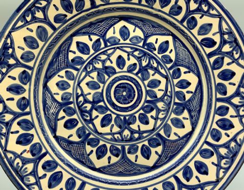 LARGE MOORISH STYLE ORCHARD PATTERN CHARGER PLATE CONTINENTAL ANTIQUE DELFT - ADDITIONAL PHOTO 3