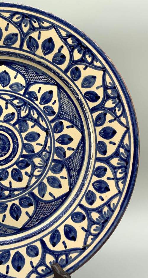 LARGE MOORISH STYLE ORCHARD PATTERN CHARGER PLATE CONTINENTAL ANTIQUE DELFT - ADDITIONAL PHOTO 6
