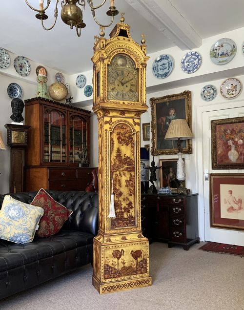 Superb 18thc Chinoiserie Longcase Clock by Jason Cox, Longacre, London for Tlc