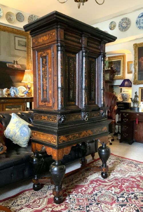 SUPERB 17THC DUTCH MARQUETRY CABINET ON STAND BAROQUE PERIOD WITH PEWTER INLAY - ADDITIONAL PHOTO 12