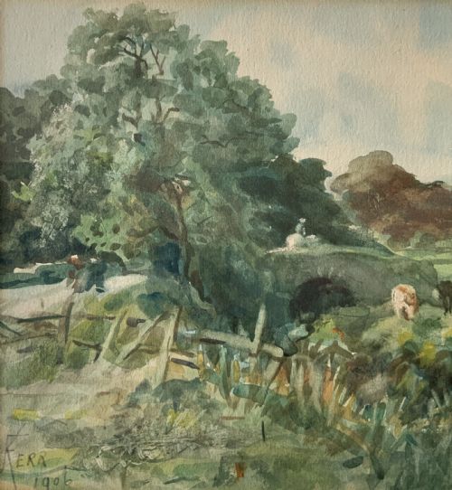 FREDERICK JAMES KERR 18531936 CATTLE FARMLAND LANDSCAPE WATERCOLOUR PAINTING - ADDITIONAL PHOTO 4