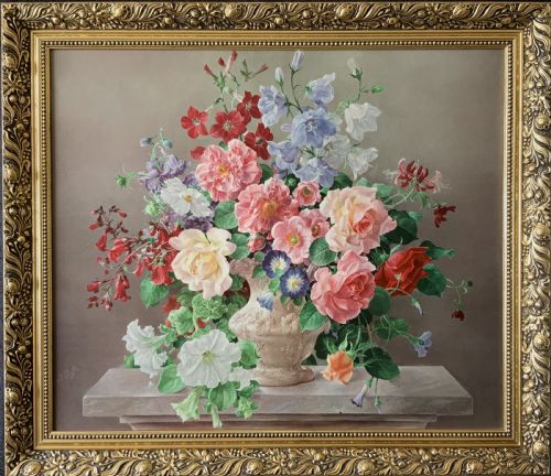 STILL LIFE STUDY OLEOGRAPH PRINT AFTER HAROLD CLAYTON 18961979 VINTAGE ART