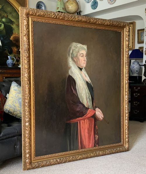 VLARGE OIL PORTRAIT PAINTING WIFE OF MAJORGENERAL SIR STANLEY CLARKE 2OF2