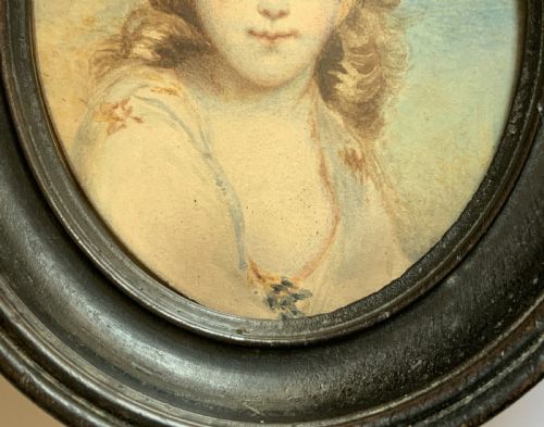 MINIATURE GEORGIAN PORTRAIT PAINTING ANTIQUE WATERCOLOUR FEMALE BEAUTY C 1820 - ADDITIONAL PHOTO 5