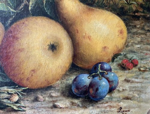 STILL LIFE OIL PAINTING PEARS AND APPLES 19THCENTURY SIGNED ORIGINAL - ADDITIONAL PHOTO 6