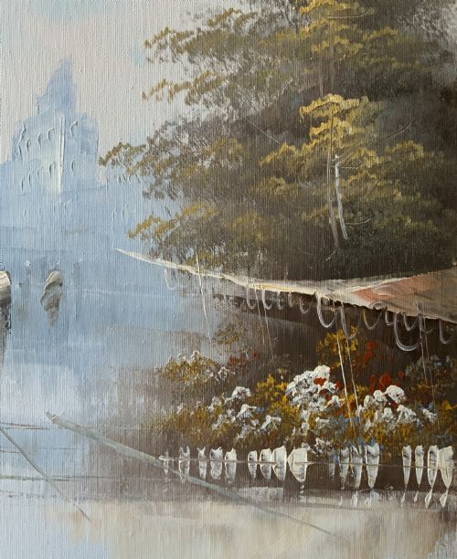 LARGE PARIS CITYSCAPE OIL PAINTING IMPRESSIONIST VINTAGE GILT FRAME - ADDITIONAL PHOTO 10
