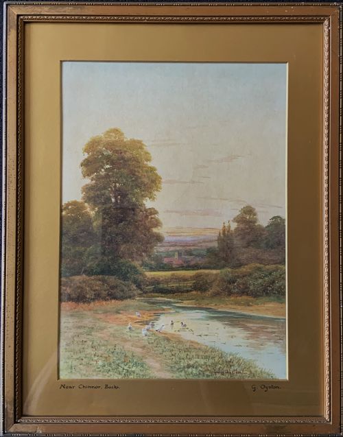LANDSCAPE WATERCOLOUR PAINTING NEAR CHINNOR BUCKS BY GEORGE OYSTON 18611937