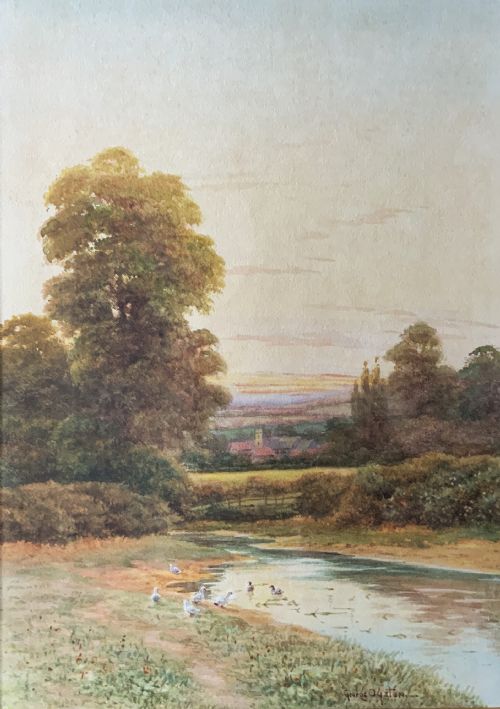 LANDSCAPE WATERCOLOUR PAINTING NEAR CHINNOR BUCKS BY GEORGE OYSTON 18611937 - ADDITIONAL PHOTO 1