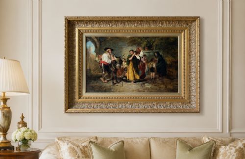 FINE THOMAS KENT PELHAM RA 18311907 SPANISH GENRE VILLAGE OIL PAINTING - ADDITIONAL PHOTO 2