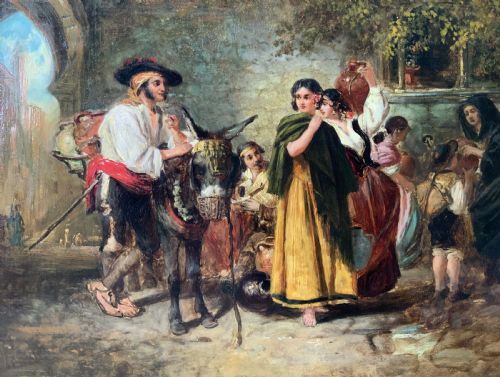 FINE THOMAS KENT PELHAM RA 18311907 SPANISH GENRE VILLAGE OIL PAINTING - ADDITIONAL PHOTO 3