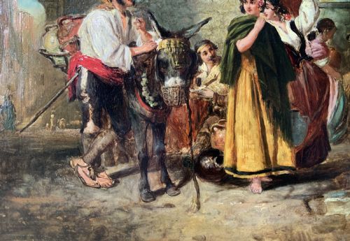 FINE THOMAS KENT PELHAM RA 18311907 SPANISH GENRE VILLAGE OIL PAINTING - ADDITIONAL PHOTO 7