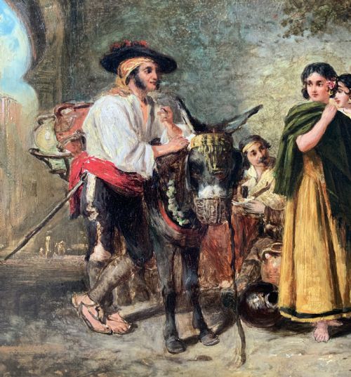 FINE THOMAS KENT PELHAM RA 18311907 SPANISH GENRE VILLAGE OIL PAINTING - ADDITIONAL PHOTO 8