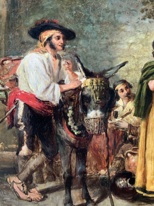 FINE THOMAS KENT PELHAM RA 18311907 SPANISH GENRE VILLAGE OIL PAINTING - ADDITIONAL PHOTO 10