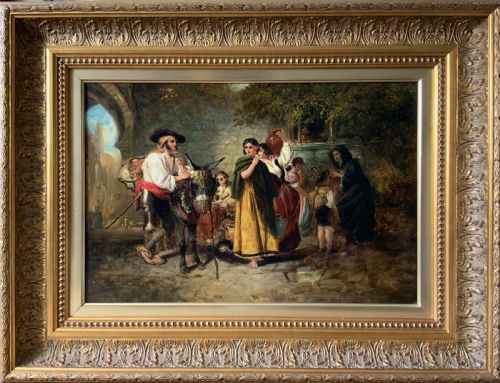FINE THOMAS KENT PELHAM RA 18311907 SPANISH GENRE VILLAGE OIL PAINTING - ADDITIONAL PHOTO 14