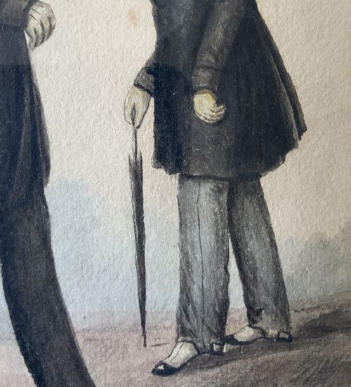 ORIGINAL DOUBLE PORTRAIT WATERCOLOUR PAINTING 19THCENTURY ANTIQUE CARICATURE - ADDITIONAL PHOTO 7