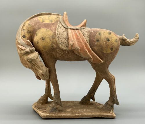 Exceptional 9th-century Chinese Tang Dynasty Pottery Horse Museum Quality