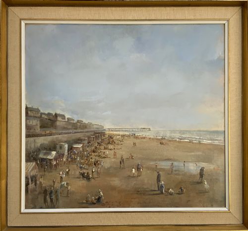 Superb Impressionist Edwardian British Seaside Oil on Board Painting