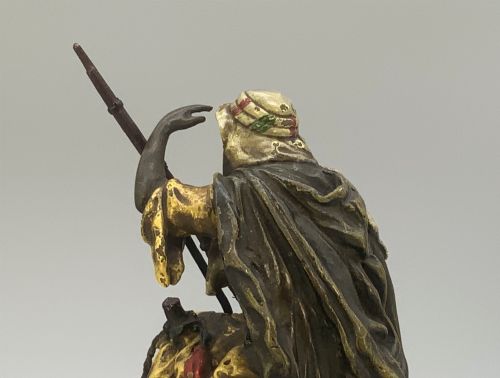 fig 9. An Austrian cold-painted bronze sculpture depicting a turbaned Arab rider holding a rifle while seated atop a standing camel.