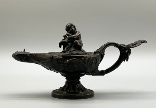 Early 19th Century Grand Tour Bronze Figural Oil Lamp