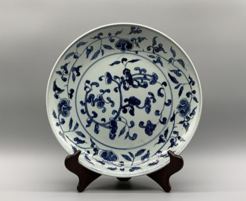 Large Antique Chinese Blue & White Porcelain Charger C.1680-1720 Kangxi Period