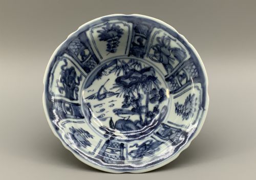 Antique Chinese Blue & White Porcelain Lobed Bowl – Kangxi Period C.1700