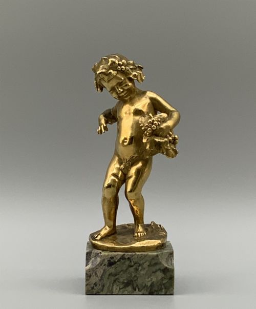 Gilt Bronze Infant Bacchus Sculpture by Charles Louis Malric for Susse Frères