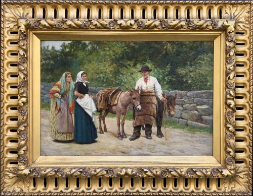 Alfred Walter Bayes (1831–1909) Large Victorian Oil Painting in Giltwood Frame