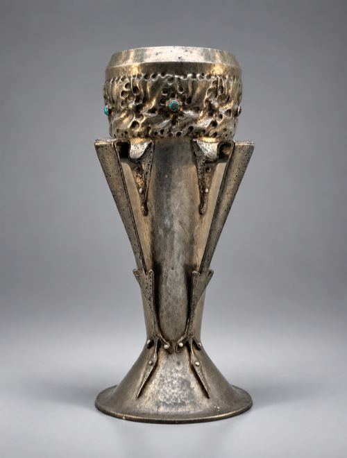 Arts & Crafts Liberty & Co Tudric Pewter & Turquoise Vase by Oliver Baker C.1902