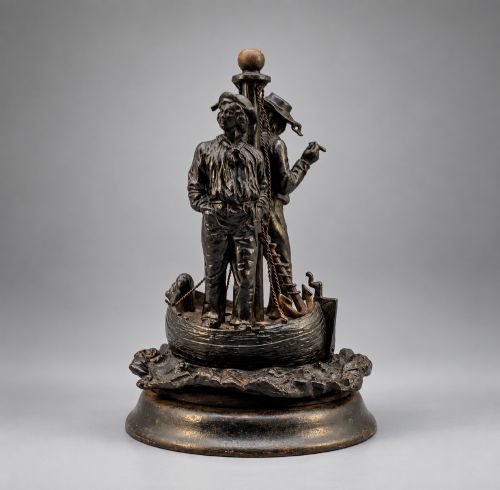 Fine 19th-Century Bronze Figural Group of Two Fishermen in a Boat