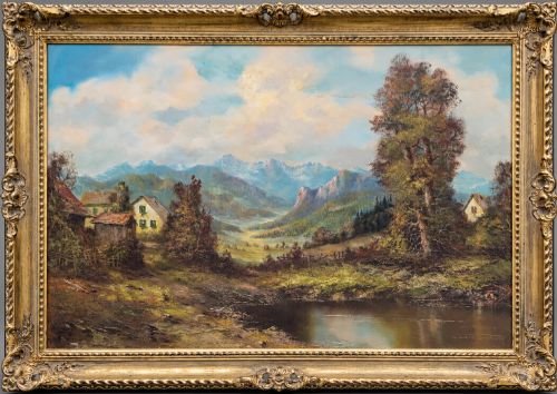 Large Signed Original Alpine Landscape Oil Painting - Karl Gatermann (1883-1959)
