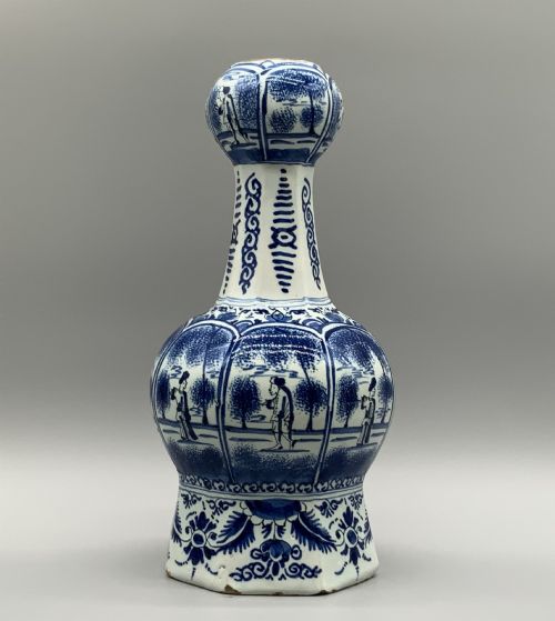 Large 17th Century Dutch Delft Chinoiserie Blue & White Faience Vase C.1670