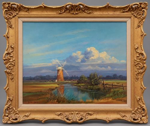 Vintage Norfolk Broads Horsey Mill Oil Painting by Christopher Osborne