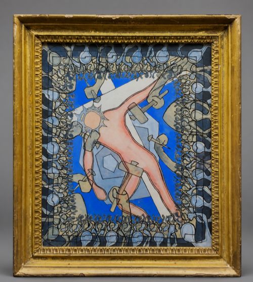Mid-Century Modernist Abstract Crucifixion of Christ Painting c.1950