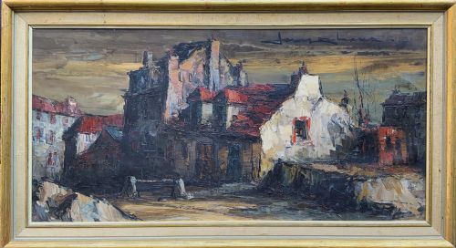 Lovely Mid-century Impressionist Townscape Impasto Oil Painting by Jean Corbeau