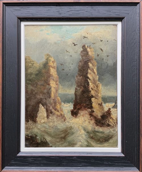 19th-century Miniature Oil Painting – The Parson & Clerk Rocks, Dawlish (1 of 2)