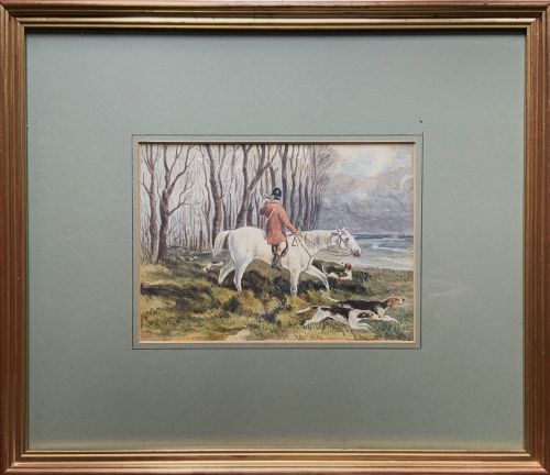 19th-century Victorian Fox Hunting Watercolour Painting – Signed & Dated 1857